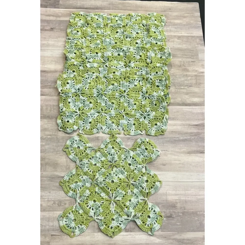 Lot 6 Green Crochet Placemats‎ Rectangle 16.5